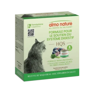 Almo Nature Hqs  Nourriture En Conserve  Pour Chat Soutien Digestif Recette Maquereau Et Epinards En Sauce