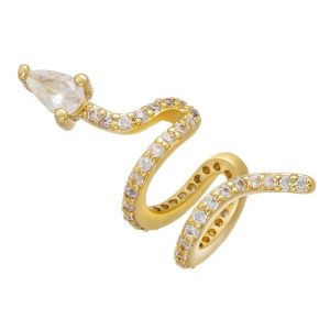 Boucles d'Oreilles Serpent Or Cristal Blanc